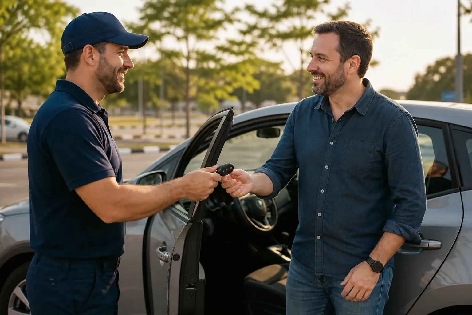 Chaveiro abrindo um carro usando ferramentas especializadas em Itanhaém.