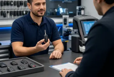 Chaveiro fabricando chaves codificadas em sua oficina em Itanhaém.